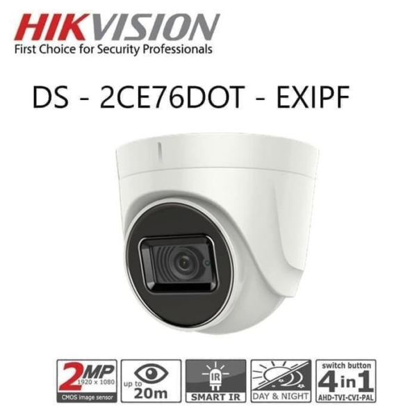 Hikvision 2MP Bullet or Turret Analog CCTV Camera - DS-2CE76D0T-EXIPF / DS-2CE16D0T-EXIF - Hikvision CCTV Camera