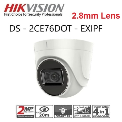 Hikvision 2MP Bullet or Turret Analog CCTV Camera - DS-2CE76D0T-EXIPF / DS-2CE16D0T-EXIF - Hikvision CCTV Camera