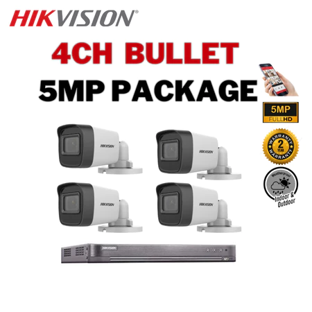 HIKVISION CCTV Set 4 Channel 1920P 8MP Hardisk 4Bullet